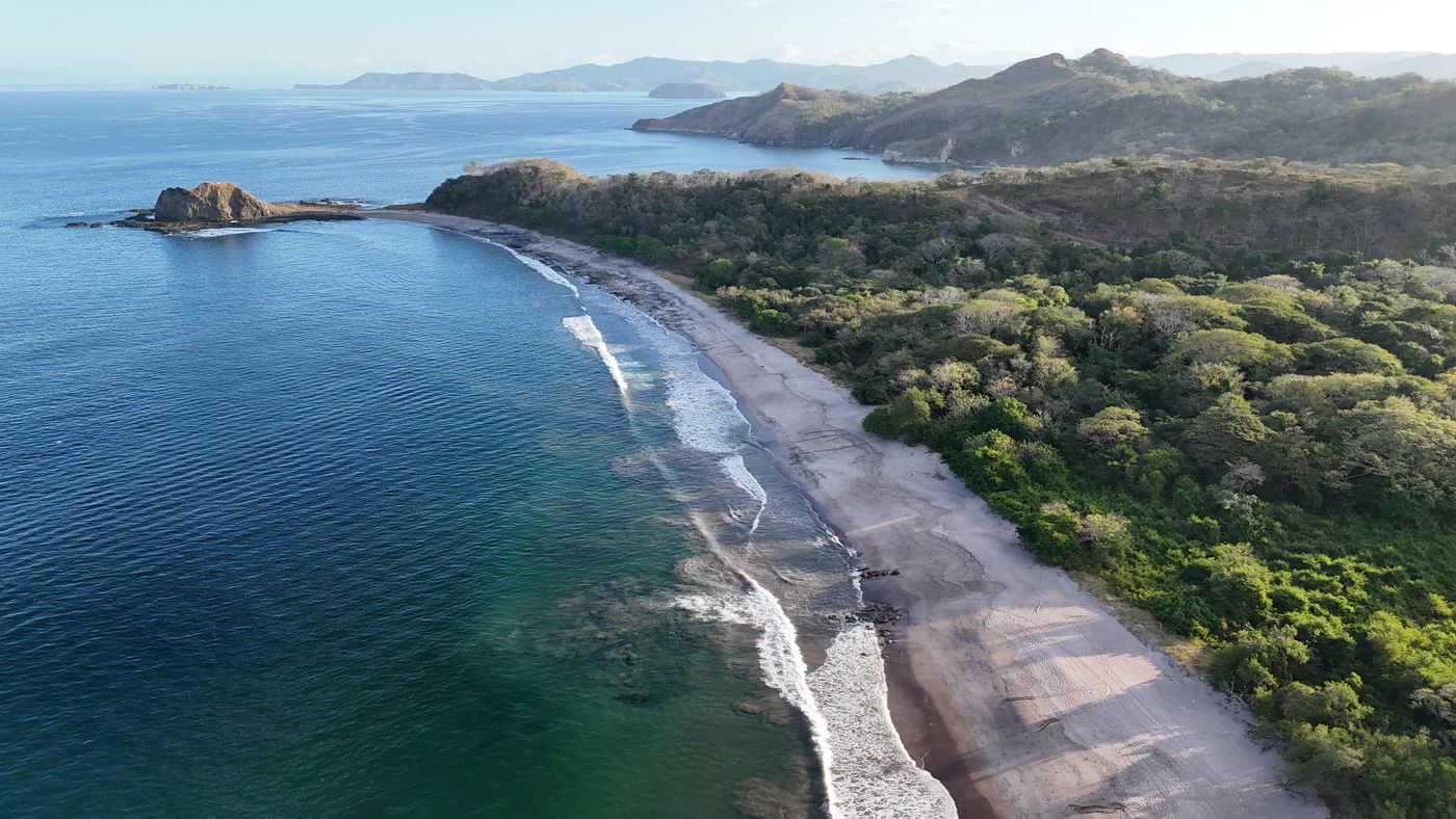 Aerial view of the nesting beach in Guanacaste, Costa Rica